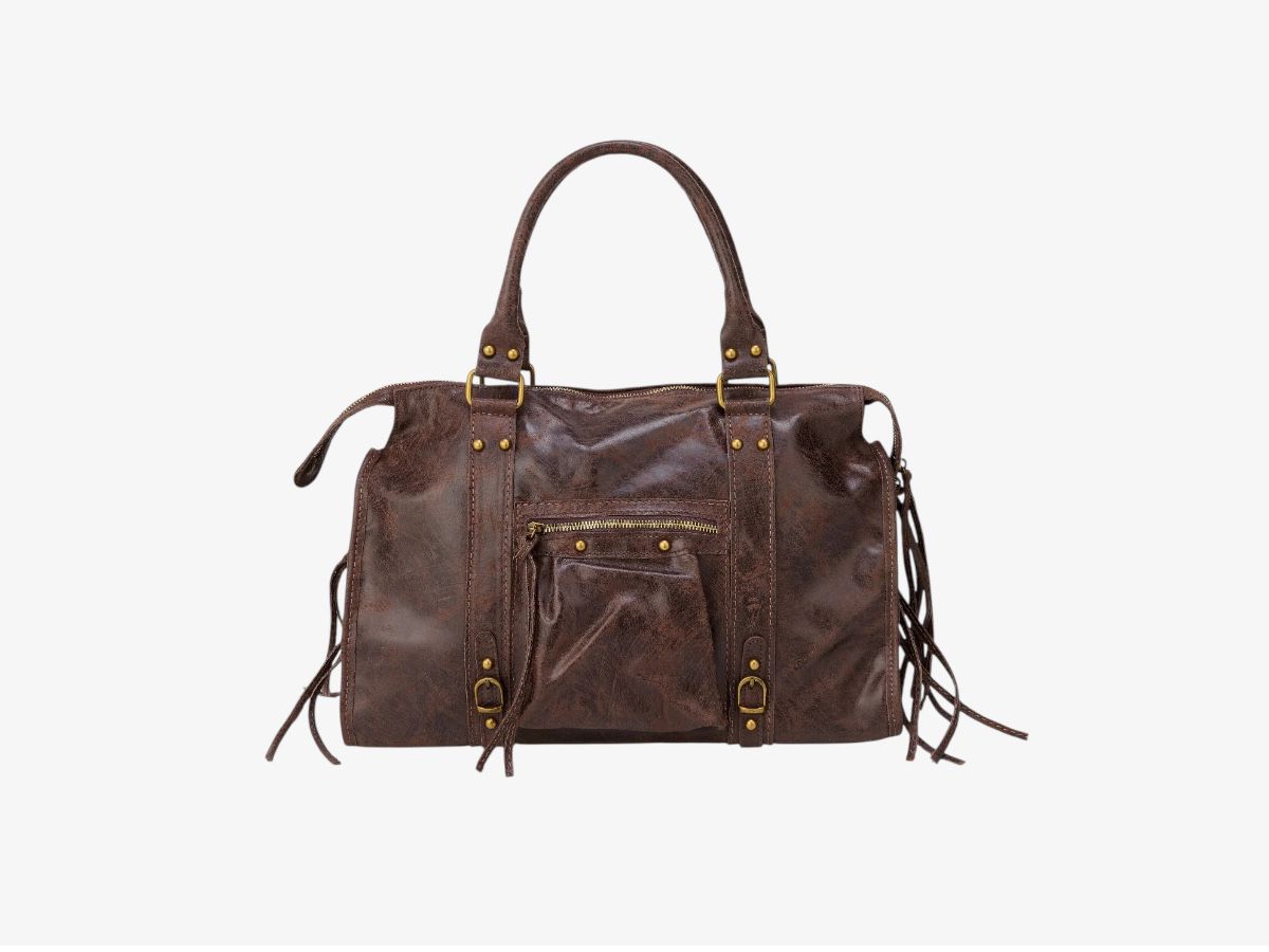 Grote leren laptoptas chocoladebruin 42x32cm